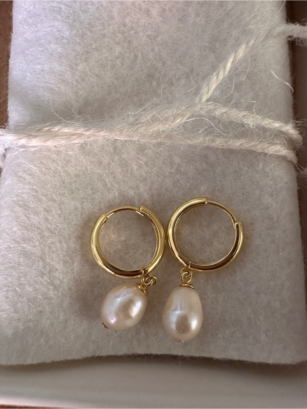 Argento Vivo - Sterling Silver Gold Plate Pearl Drop Hoop Huggies
